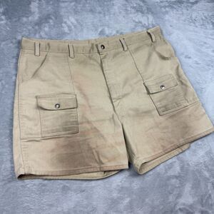 Vintage 80s Activewear Made USA Khaki Cargo Utility Shorts Military Safari 36